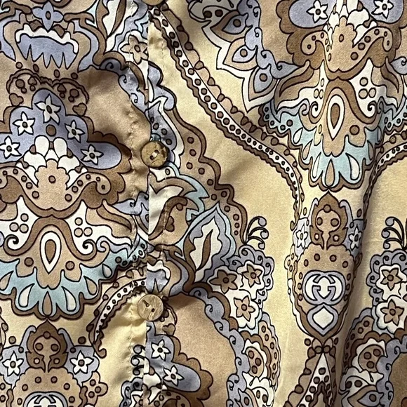 Daytrip Bohemian Paisley Print Dolman Top Large Blue Brown - Picture 4 of 6